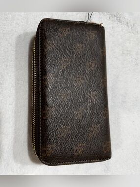 Brentano Brown Monogram Double Zip Wallet Wristlet NWT